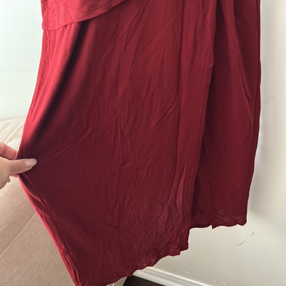 NEW Reiss Xena Draped Ruched Strappy Open Back Midi Cocktail Dress in Deep Red - Picture 9 of 12